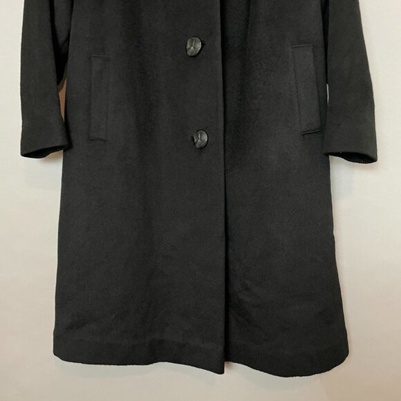 Vintage 50s 60s Wool Coat Fur Collar Black Women Union Made‎ Overcoat Retro - Picture 5 of 16